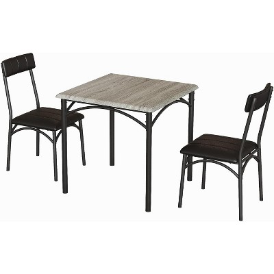 CuisinSmart Dining Table Set, 3-Piece Kitchen Table and Upholstered Chairs, Modern Dinette Set with Metal Frame for Small Space