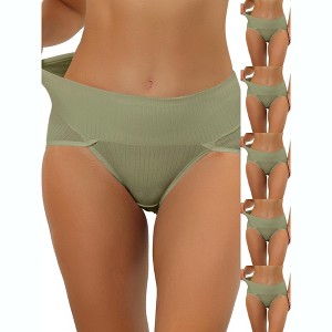 INSPIRE CHIC Women's Hi-Cut Ribbed High Waist Tummy Control Available in Plus Size Briefs 6 Packs - 1 of 4