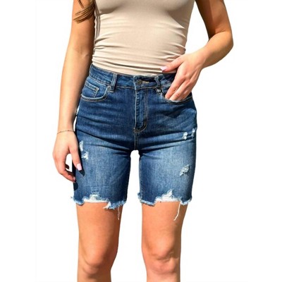 Women's High-Waisted Distressed Shorts - RISEN
