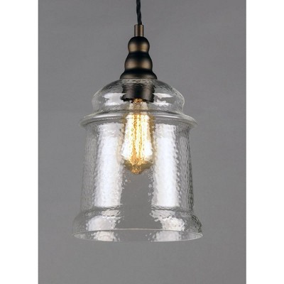 Oil Rubbed Bronze Mini Pendant with Hammered Glass Shade
