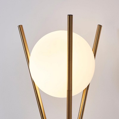 Solstice Gold Glass Globe Floor Lamp with Adjustable LED Light