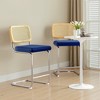 MAYEERTY 24" Royal Blue Counter Height Velvet & Rattan Bar Stools Set of 7, Armless for Kitchen Island - 4 of 4