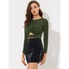 Allegra K Women's Glitter Long Sleeve Cut Out Twist Front Slim Fitted Crop Top - 3 of 4