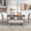 Streamdale 6-Piece Rubberwood Dining Table Set With Beautiful Wood Grain Pattern Table Top Solid Wood - 3 of 4