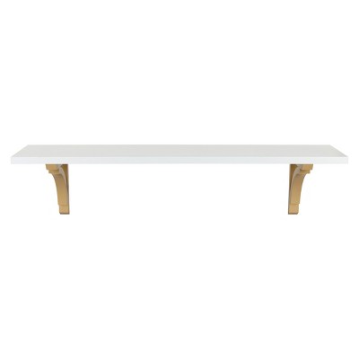 36" x 9" Corblynd Traditional Wood Wall Shelf White/Gold - Kate and Laurel