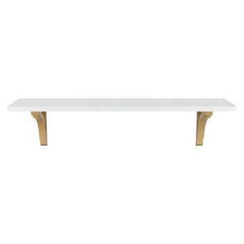 36" x 9" Corblynd Traditional Wood Wall Shelf White/Gold - Kate and Laurel