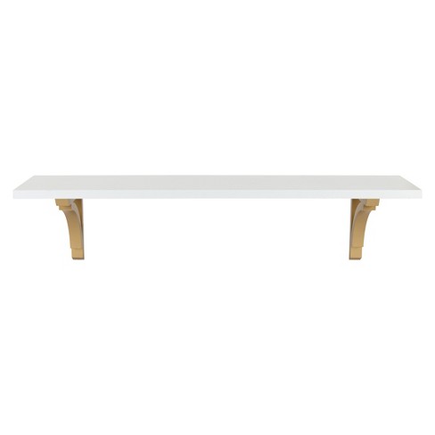36 X 9 Corblynd Traditional Wood Wall Shelf White Gold Kate And Laurel Target - Wall Shelves White And Gold