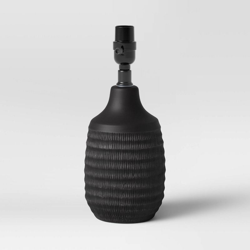 Small Textured Ceramic Lamp Base Black - Threshold™, 1 of 11