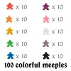 Slickblue 100 Plastic Board Game Meeples – Standard Size Pawns in 10 Colors for Games, Teaching & DIY - 3 of 4