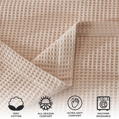 Taupe Twin Cotton Waffle Weave Lightweight Quilt Blanket