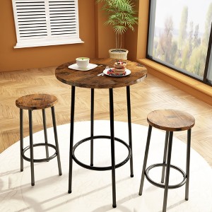 Hooseng Bar Table with Stools for 2, Round Bar Table and Chairs Set with MDF Broad for Breakfast,Restaurant, Small Space - 1 of 4