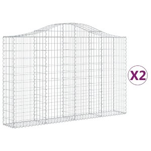 vidaXL Arched Gabion Baskets - Galvanized Iron Construction - Decorative and Sound-Isolating Garden Barrier - Easy to Assemble - Set of 2 - 1 of 4