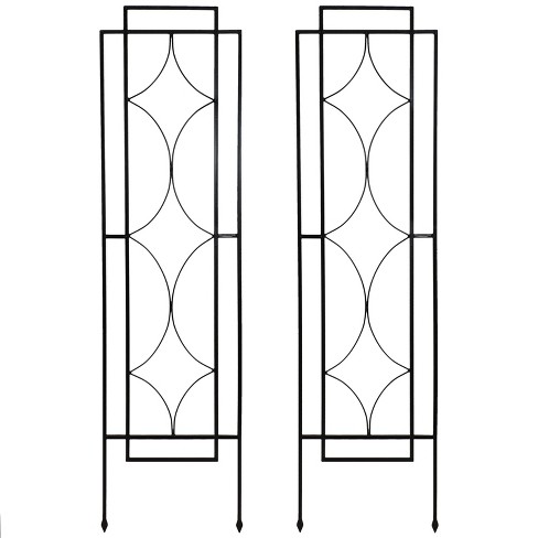 Sunnydaze Decorative Steel Metal Chic Diamonds Design Garden Trellis - Black - 2-Pack - image 1 of 4