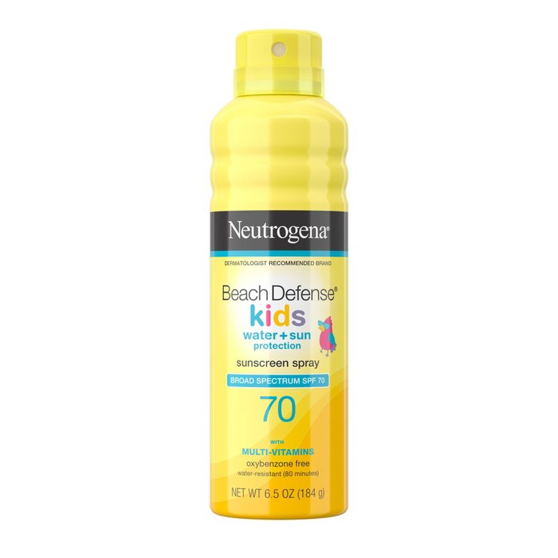 Neutrogena Beach Defense Kids' Sunscreen Spray - SPF70 - 6.5oz: Whole Body, Contains Vitamin E, Oxybenzone-Free, Citrus Scent