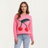 Anna-Kaci Women's Cherry Graphic Fuzzy Knit Sweater with Textured Soft Feel Ribbed Crew Neckline and Relaxed Long Sleeve Fit - 2 of 4