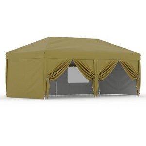 10x20 FT Pop Up Canopy with 6 Sidewalls, Outdoor Instant Tent with Wheeled Carry Bag, Beach Tent with One Push Setup, Portable Gazebo Shelter - 1 of 4