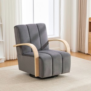 Lyngins Velvet Swivel Accent Chairs with Channel Tufted Back,Upholstered Swivel ArmChairs for Living Room,Bedroom - 1 of 4
