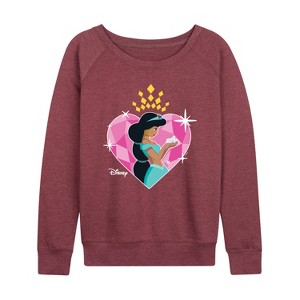 Women's - Disney Princess - Jasmine Heart Lightweight French Terry Wide Neck Long Sleeve Shirt - 1 of 4