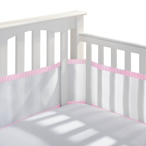BreathableBaby Breathable Mesh Crib Liner - Classic Collection - Rose Seersucker - 1 of 4