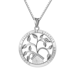 Tree of Life Necklace for Women Sterling Silver Family Tree Pendant for Mom or Grandma Ginger Lyne (Silver) - 1 of 4