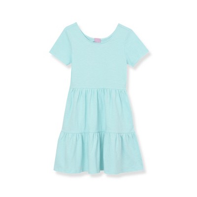 Lands' End Kids Short Sleeve Slub Jersey Tiered Dress