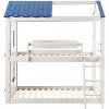 Donco Kids Star Gazer Twin Over Twin Grey & Blue House Bunkbed - 2 of 4