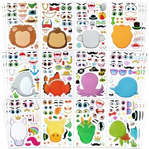 SYNCFUN 36 Pcs 10" Animal Mix and Match Make-a-Face Sticker Sheets Kids DIY Kits, Animals Kids Party Favor Supplies Craft - 1 of 4