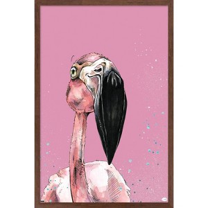 Trends International Snowtap - Flamingo Photobomb Framed Wall Poster Prints - 1 of 4