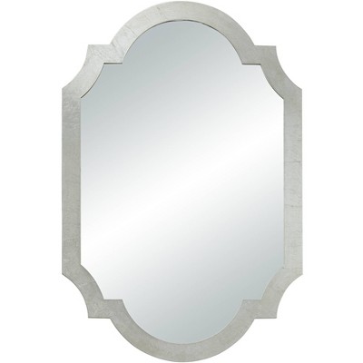 Noble Park Arch Rectangular Vanity Decorative Wall Mirror Modern Glam Shiny Silver Leaf Wood Frame 28" Wide for Bathroom Bedroom Living Room House