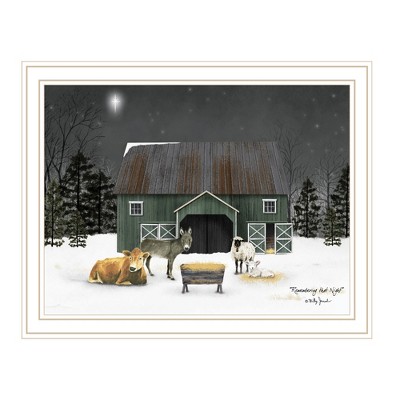 HomeRoots Remembering the Night Christmas Manger White Framed Wall Art