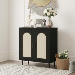Sideboard Buffet Kitchen Storage Cabinet with Rattan, Cabinet with Ample Storage Space - 1 of 4