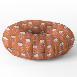 Schatzi Brown Norr Flower Orange Round Floor Pillow - Deny Desings - 1 of 2