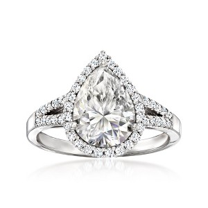 Ross-Simons 2.80 ct. t.w. Moissanite Teardrop Ring in Sterling Silver Size 9 - 1 of 4