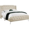 Monarch Specialties Bed, Queen Size, Bedroom, Upholstered, Beige Linen Look, Chrome Metal Legs, Transitional - 4 of 4