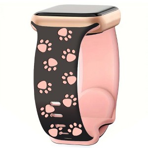 HTUTWOO Engraved Cat Paw Apple Watch Band, Sport Silicone Strap 38/40/41/42/44/45/49mm for iWatch Series 10 9 8 7 6 5 4 3 2 SE Ultra - 1 of 4