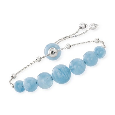 Ross-Simons 28.45 ct. t.w. Graduated Aquamarine Bead Bolo Bracelet in Sterling Silver Size