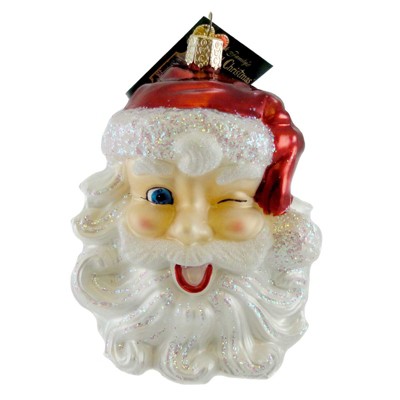 Old World Christmas 4.5" Winking Santa Jolly Claus Ornament  -  Tree Ornaments