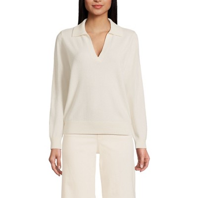 Lands' End Women's Cashmere Johnny Collar Sweater