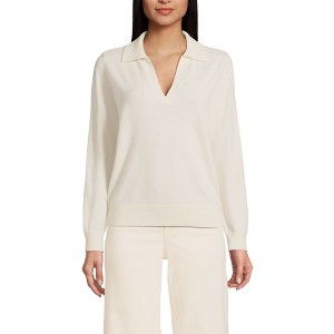 Lands' End Women's Cashmere Johnny Collar Sweater - 1 of 3