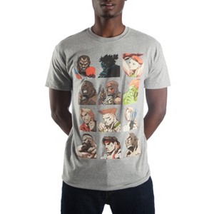 Capcom Street Fighter Vintage Character Grid Men's Grey Graphic Print T-Shirt - 1 of 2