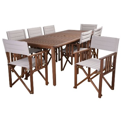 Panama 9pc Patio Dining Set - Khaki - International Home Miami