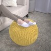 FURNIinspire Ottomans and Benches Knitted Cotton Round Pouf with Textured Simple Fashion Elegant Design for Modern Living, Yellow, 20"*20"*14" - 2 of 4