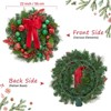 22 In Pre-Lit Christmas Wreath with Red Green Balls Velvet Ribbon for Fireplace Window Wall Decor - 3 of 4