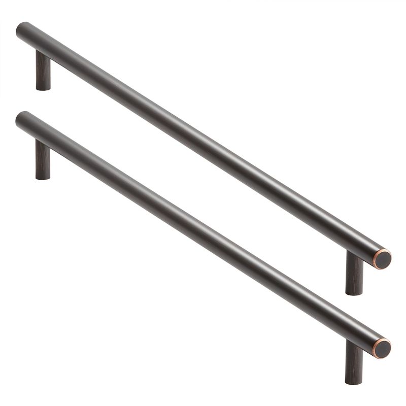 Cauldham Solid Stainless Steel Euro Cabinet Pull Oil Rubbed Bronze (15-5/8" Hole Centers) - 2 Pack, 3 of 8