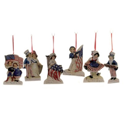 Patriotic 4.5" Americana Die Cut Ornaments S/6 Ornament Patriotic Star Stripe  -  Tree Ornaments