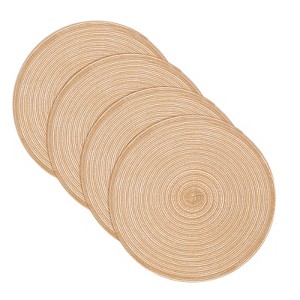 Unique Bargains Woven Braided Washable Decorative Round Placemat 4 Pcs - 1 of 4