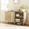 HOMCOM Bohemian Sideboard, Buffet Cabinet with Rattan Doors, Coffee Bar Cabinet with Shelves for Living Room, Hallway - 2 of 4