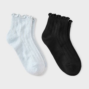 Girls' 2pk Sparkle Dressy Ankle Socks - Cat & Jack™ - 1 of 3