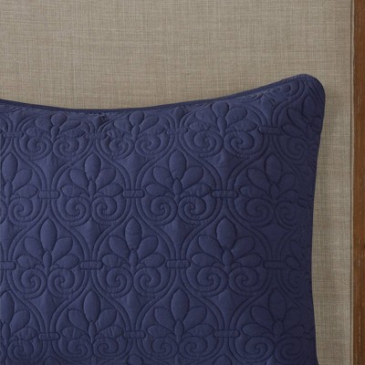 Navy Microfiber Queen Bedspread Set with Shams