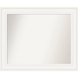 34" x 28" Non-Beveled Ridge White Wall Mirror - Amanti Art: Modern Rectangular, Polystyrene Frame, Wall Mount - 1 of 4